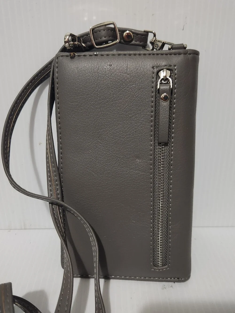 Gray Crossbody Phone Bag Wallet with Strap